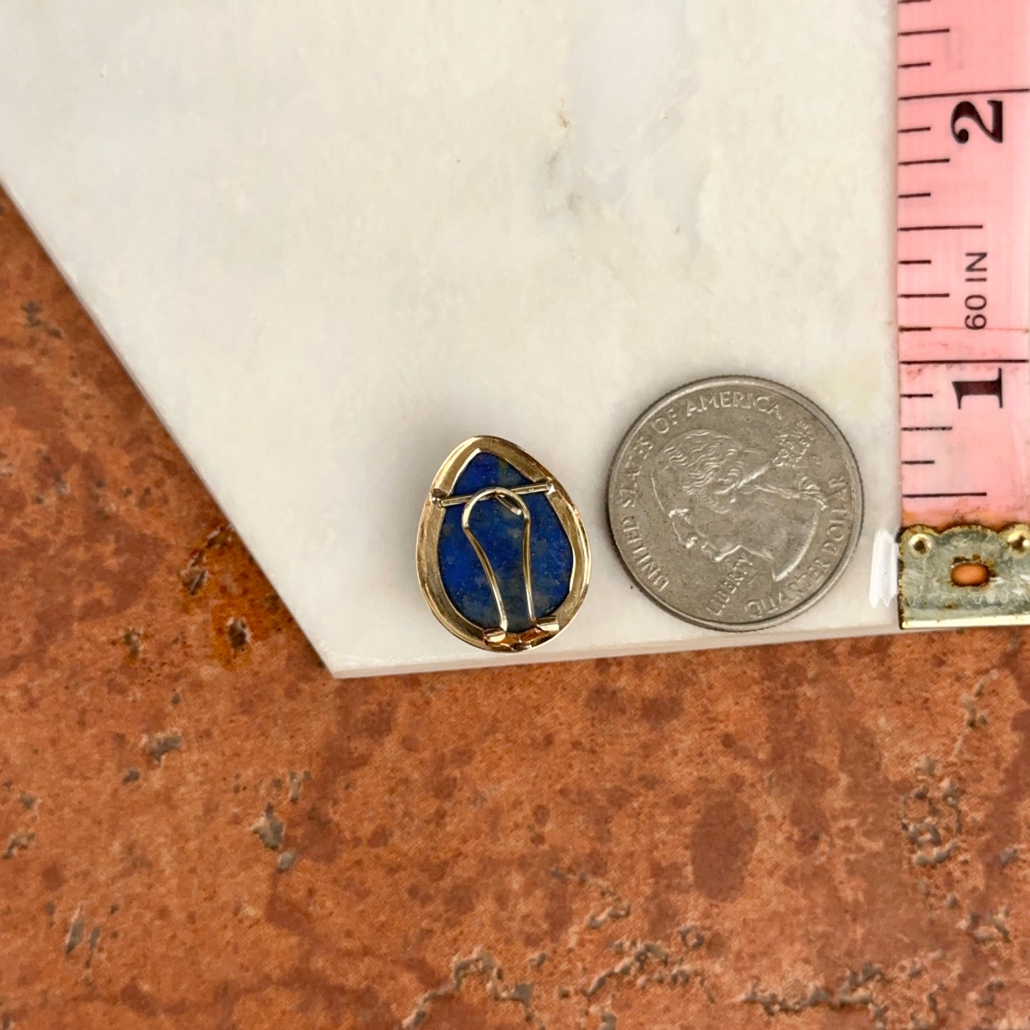 Estate 14KT Yellow Gold Lapis Lazuli Teardrop Earrings