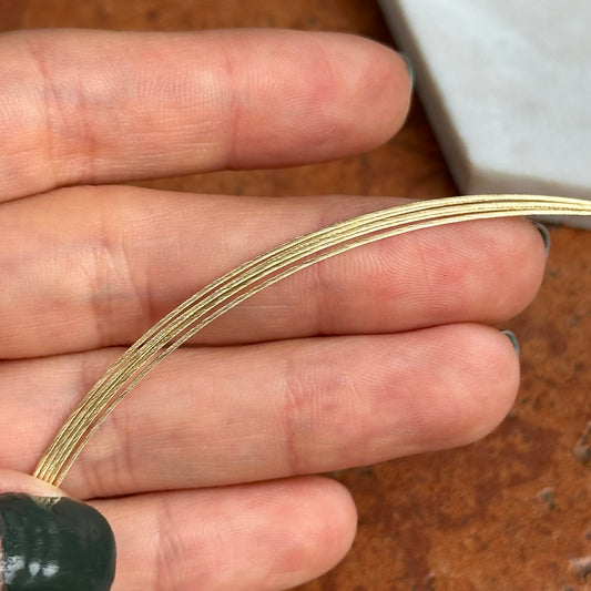 14KT Yellow Gold 5-Strand Solid Cable Wire Collar Necklace 16"