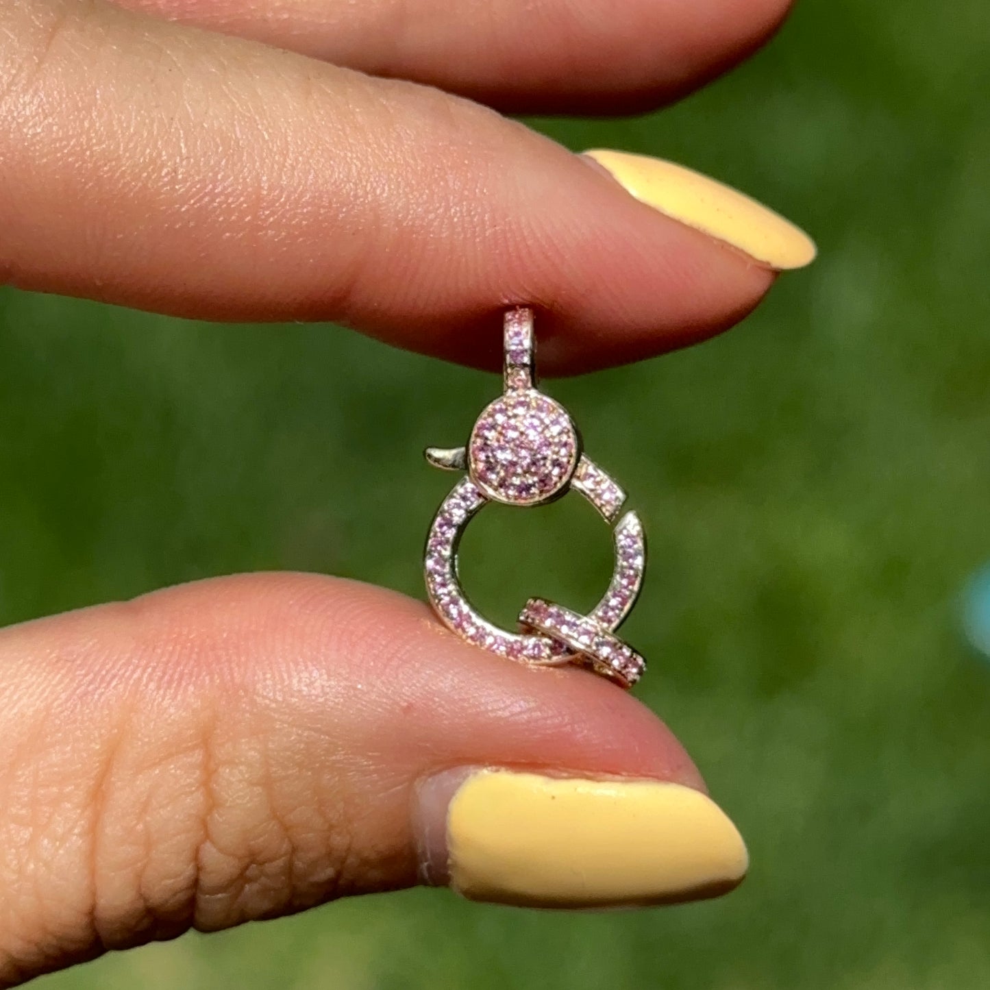 14KT Yellow Gold Pink Sapphire Pendant Hanger