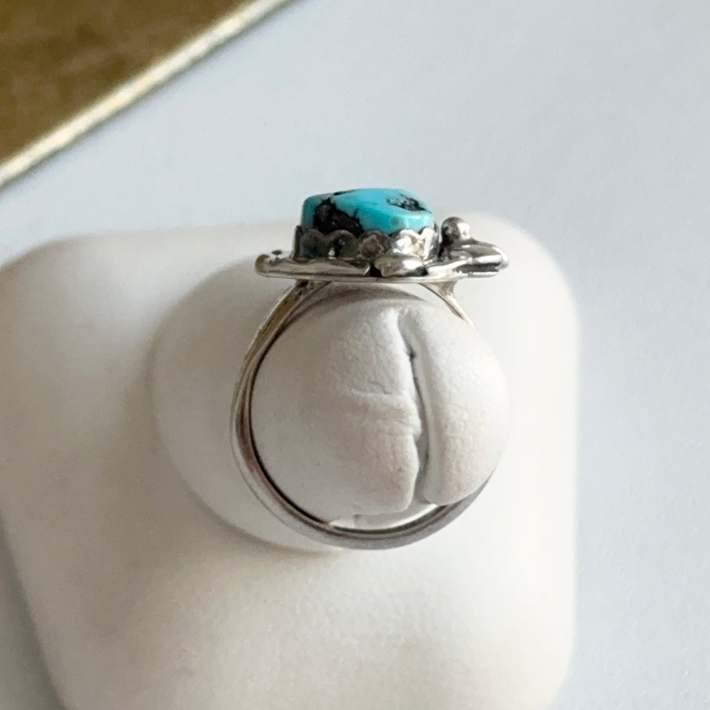 Estate Native American Sterling Silver Matrix Turquoise Ring
