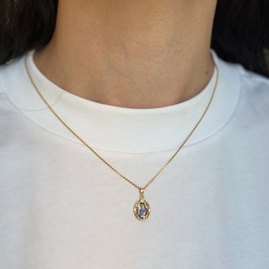 14KT Yellow Gold Hand Painted St Barbara Medal Pendant