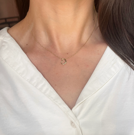 14KT Yellow Gold Mini Open Heart Pendant Charm Slide