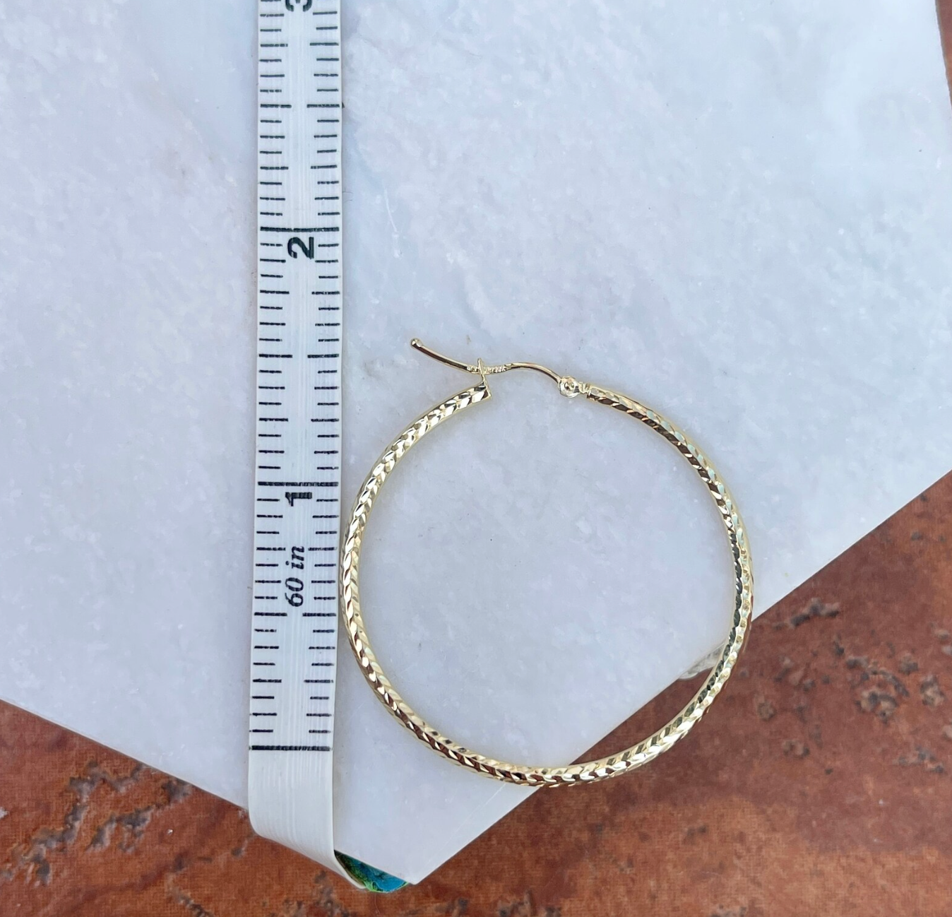 14KT Yellow Gold Diamond-Cut Round Hoop Earrings 40mm