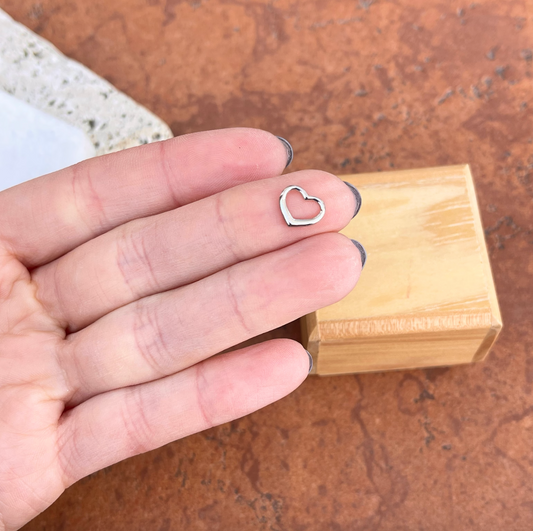 14KT White Gold Mini Open Heart Pendant Charm Slide