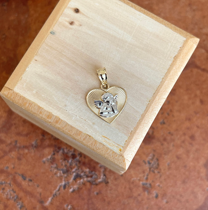 14KT Yellow Gold Two-Tone Baby Angel Heart Pendant