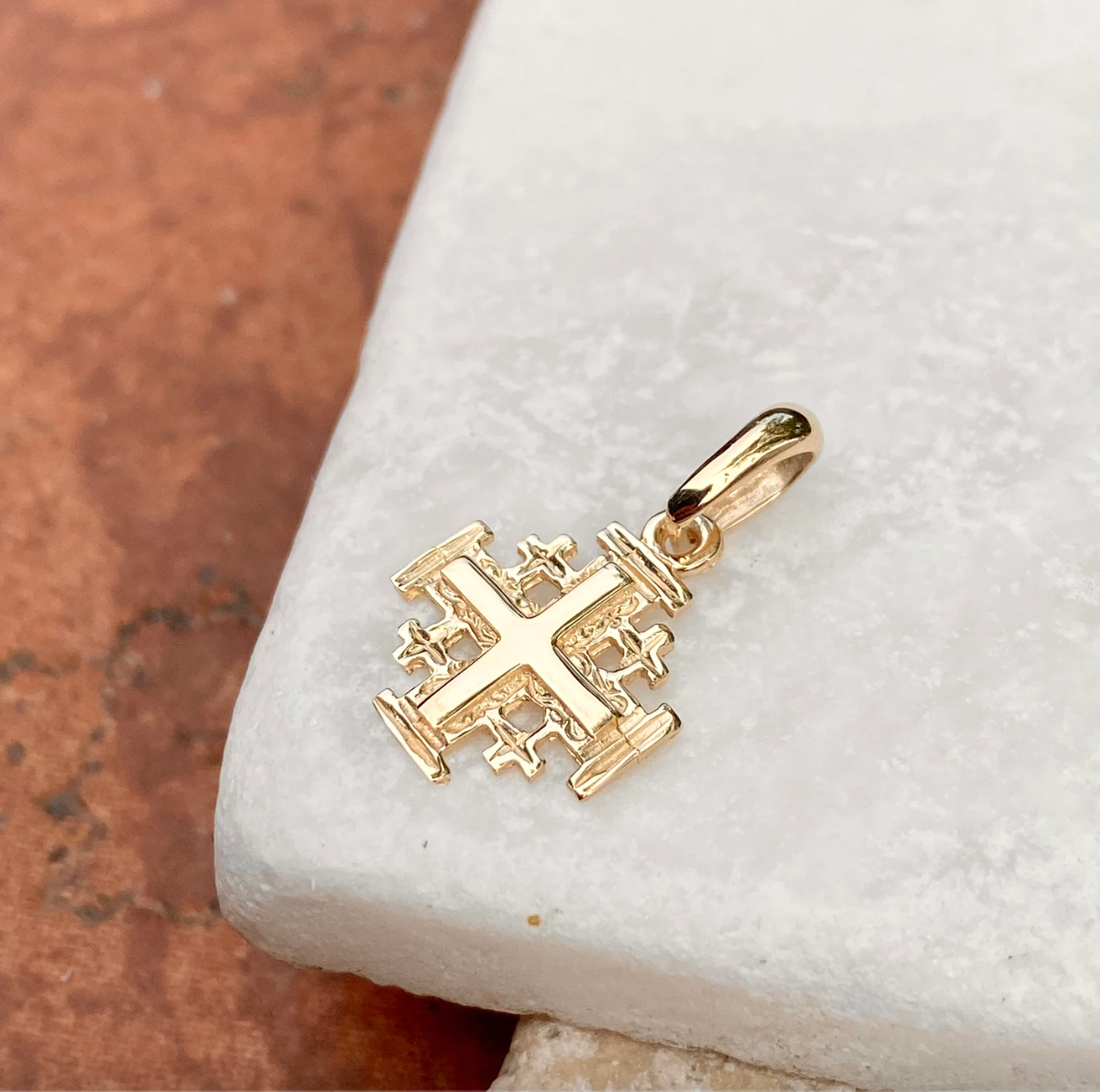 10KT Yellow Gold Jerusalem Cross Pendant Charm