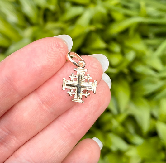 10KT Yellow Gold Jerusalem Cross Pendant Charm