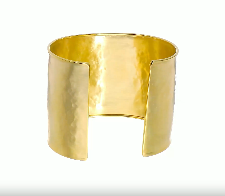 14KT Yellow Gold Hammered Cuff Bracelet 47mm
