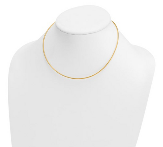 18KT Yellow Gold 1.5mm Round Omega Wire Collar Necklace