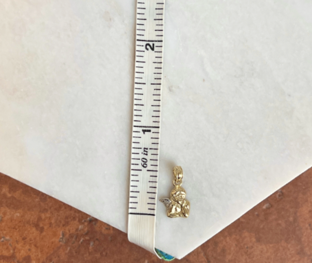 10KT Yellow Gold Two-Tone Baby Angel Resting Pendant Charm