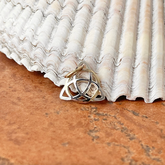 14KT Yellow Gold Two-Tone Celtic Eternity Knot Pendant Charm