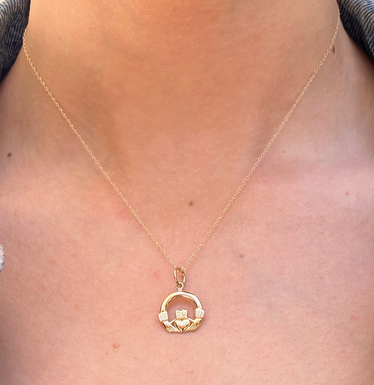 14KT Yellow Gold Claddagh Pendant Charm