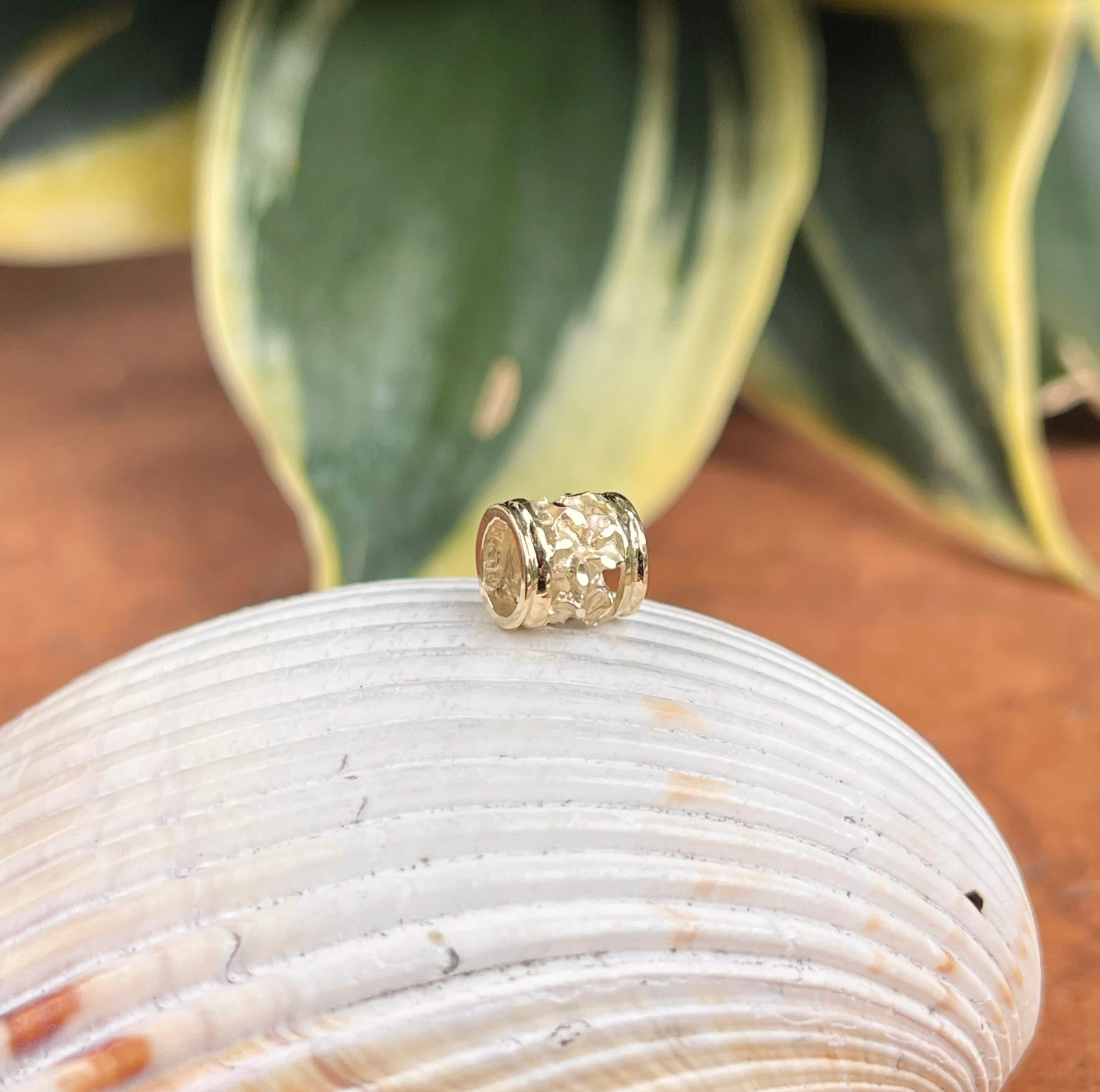 14KT Yellow Gold Diamond-Cut Barrel Chain Slide Pendant