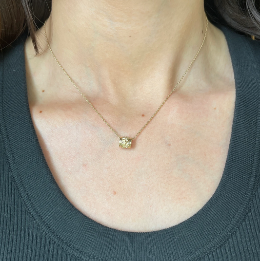 14KT Yellow Gold Diamond-Cut Barrel Chain Slide Pendant