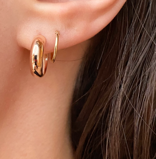 14KT Rose Gold Hinged Huggie Hoop Earrings 15mm