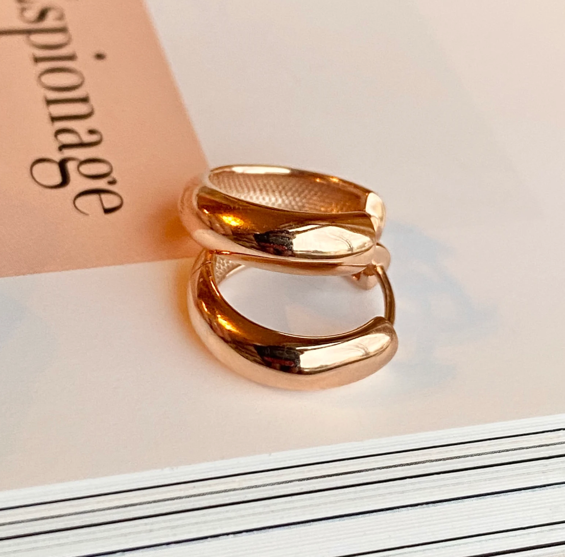 14KT Rose Gold Hinged Huggie Hoop Earrings 15mm