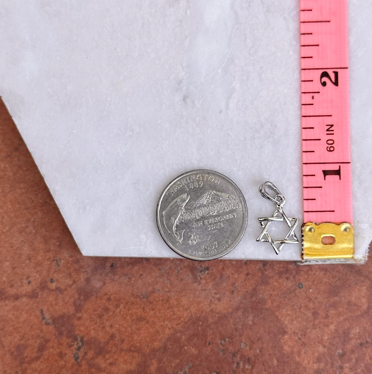 10KT White Gold Star of David Pendant Charm