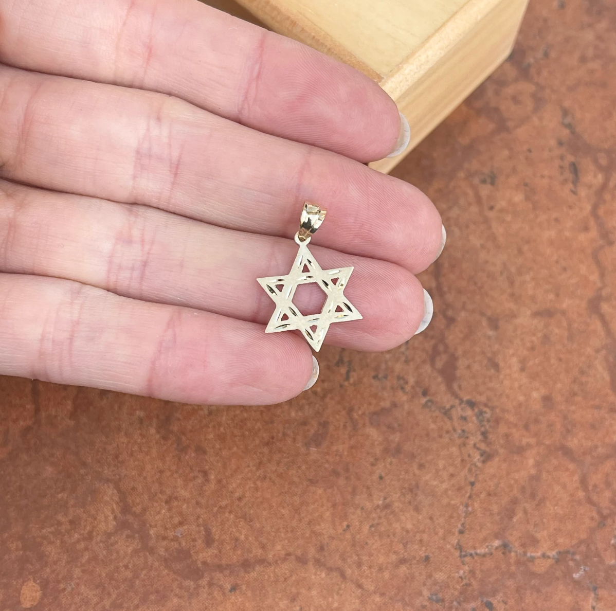 14KT Yellow Gold Satin Diamond-Cut Star of David Pendant