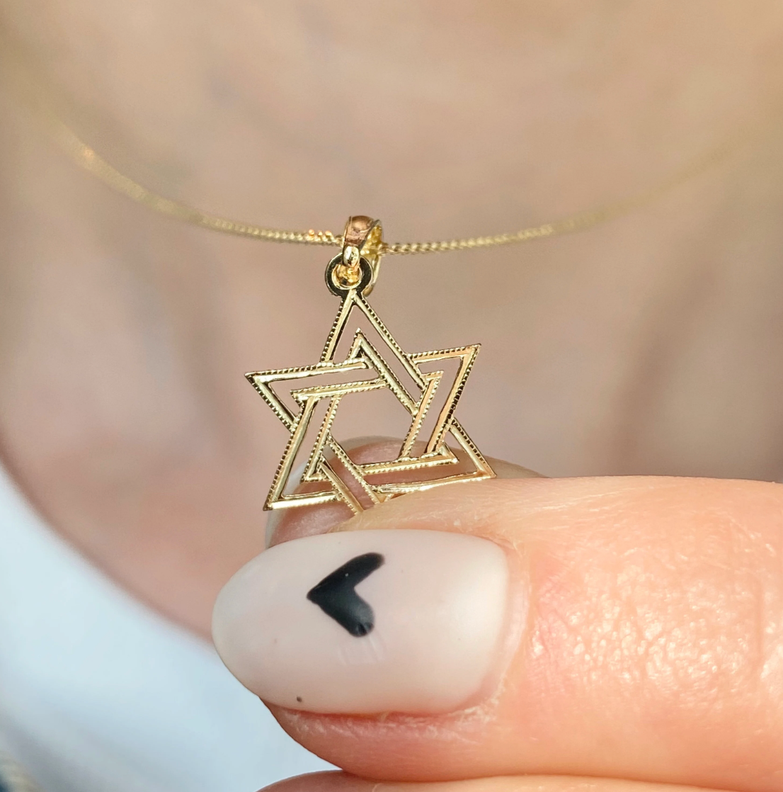 10KT Yellow Gold Flat Star of David Pendant Charm
