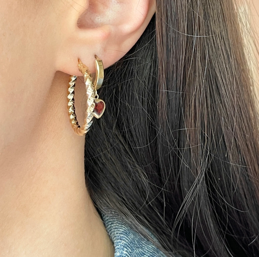 14KT Yellow Gold Twisted Hoop Earrings 25mm