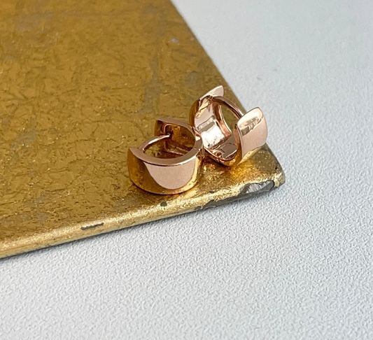 14KT Rose Gold Mini Huggie Hoop Earrings 11mm
