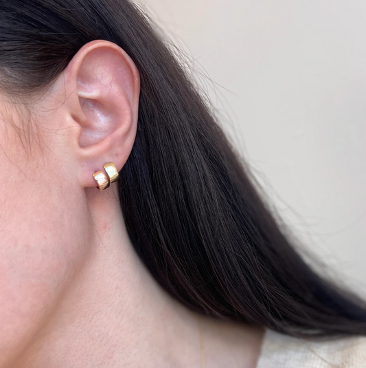 14KT Rose Gold Mini Huggie Hoop Earrings 9mm