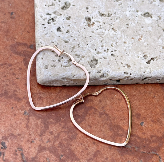14KT Rose Gold Heart Hoop Earrings