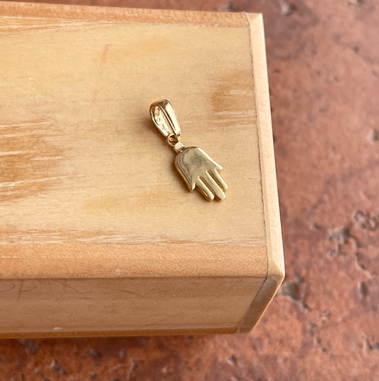 10KT Yellow Gold Solid Kabbalah "Hand of Fatima" Hamsa Pendant Charm