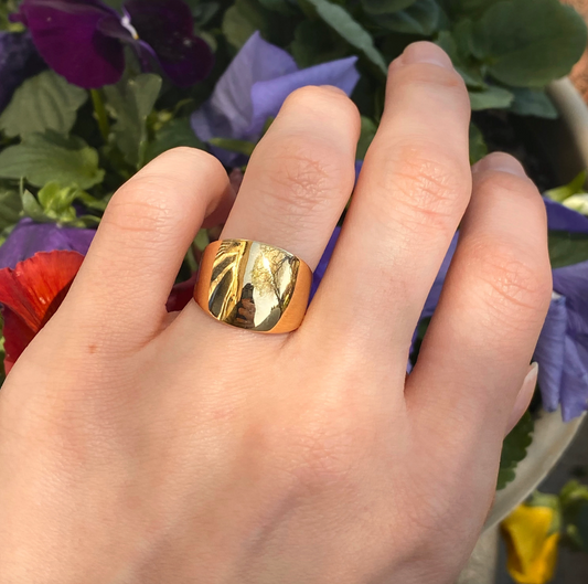 10KT Yellow Gold High Polished Domed Cigar Band Wide Ring - LSJ