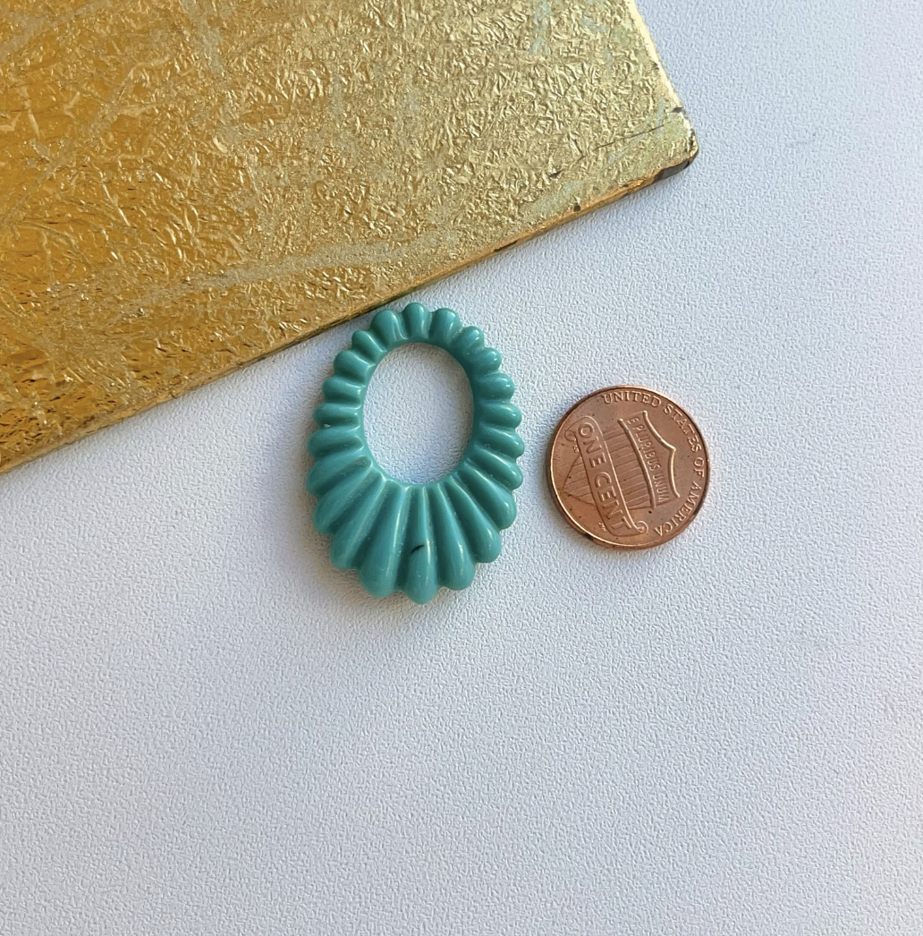 Estate Turquoise Oval Fluted Disc Earring Charms