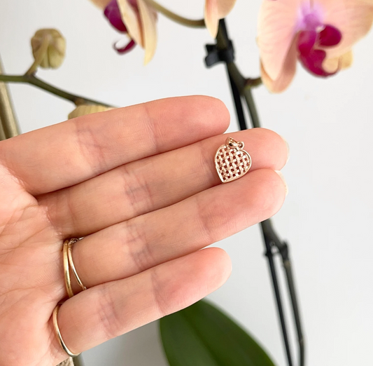14KT Rose Gold Weave Heart Pendant Charm