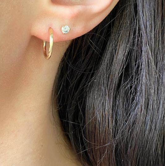 14KT Yellow Gold Satin Diamond-Cut Endless Hoop Earrings 12mm