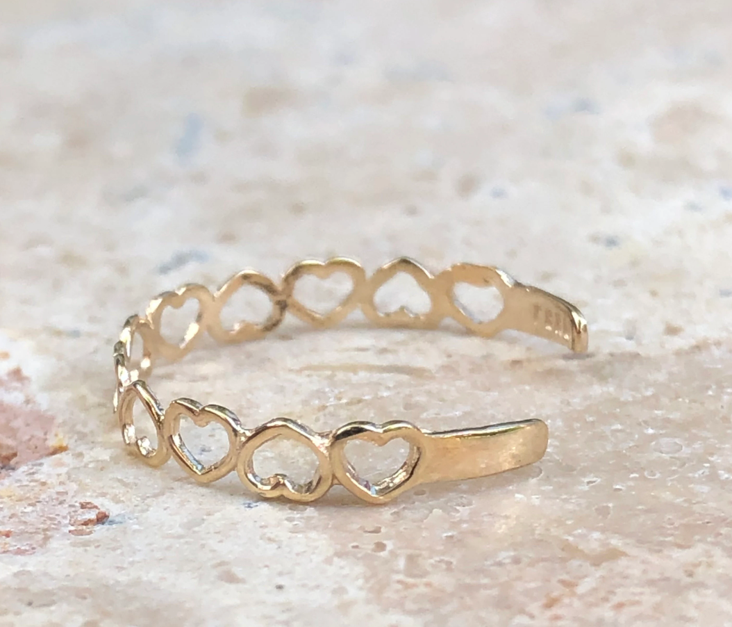 10KT Yellow Gold Open Hearts Band Toe Ring