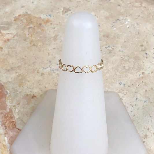 10KT Yellow Gold Open Hearts Band Toe Ring
