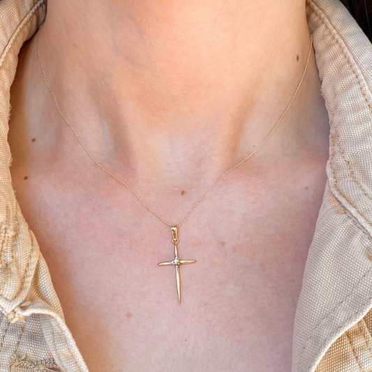 14KT Yellow Gold Diamond Passion Cross Pendant