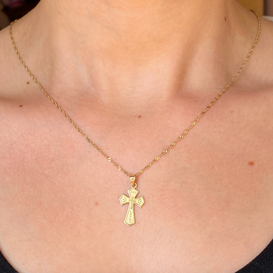 10KT Yellow Gold God is Love Reversible Cross Pendant