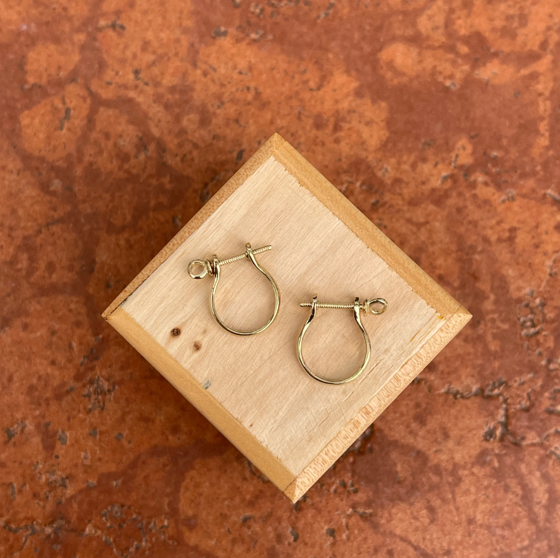 14KT Yellow Gold Shackle Screw-In Hoop Earrings