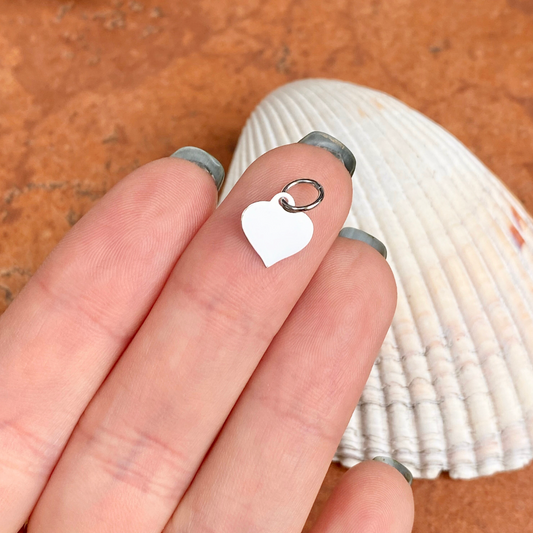 14KT White Gold Heart Plate Pendant Charm 10mm