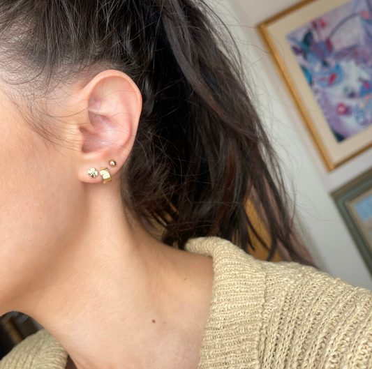 14KT Yellow Gold Mini 4 Leaf Clover Stud Earrings - LSJ