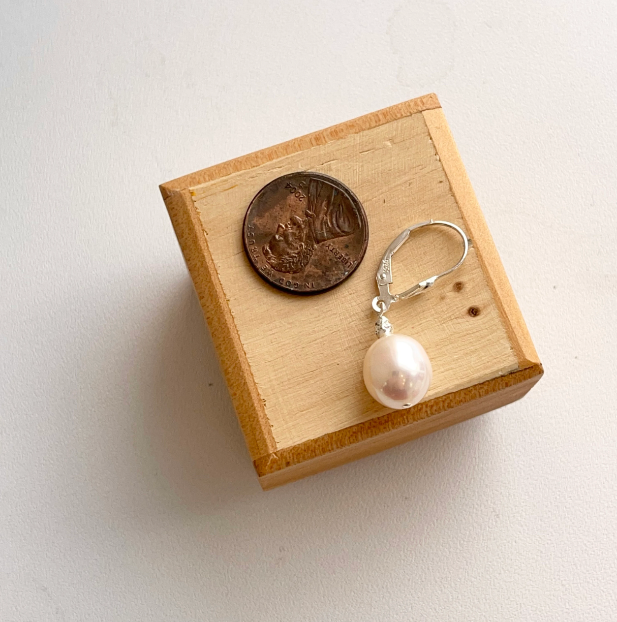 Sterling Silver Freshwater Baroque Pearl Lever Back Earrings