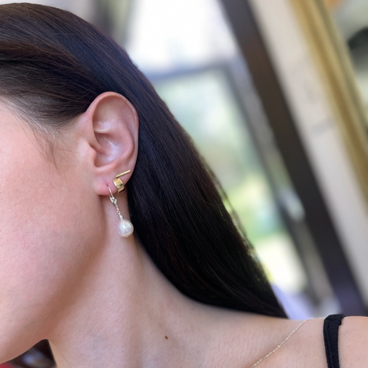 Sterling Silver Freshwater Baroque Pearl Lever Back Earrings
