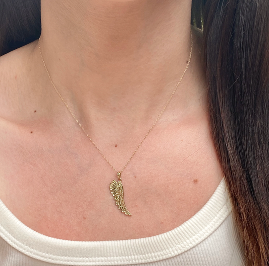 10KT Yellow Gold Guardian Angel Wing Pendant