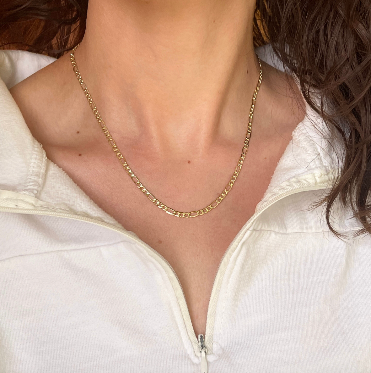 10KT Yellow Gold Figaro Chain Link Necklace 3.5mm