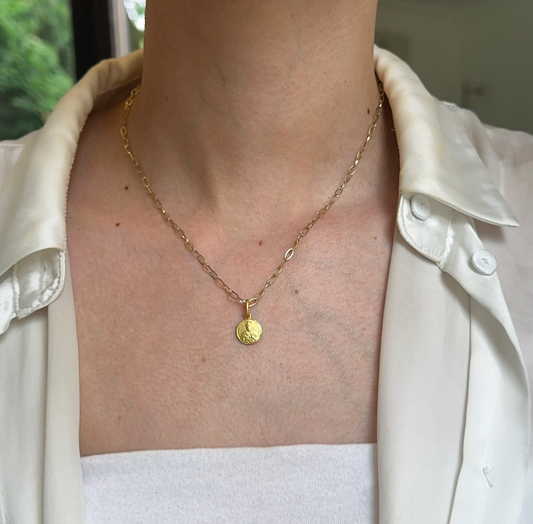 14KT Yellow Gold Matte St Peter Round Medal Pendant Charm 10mm