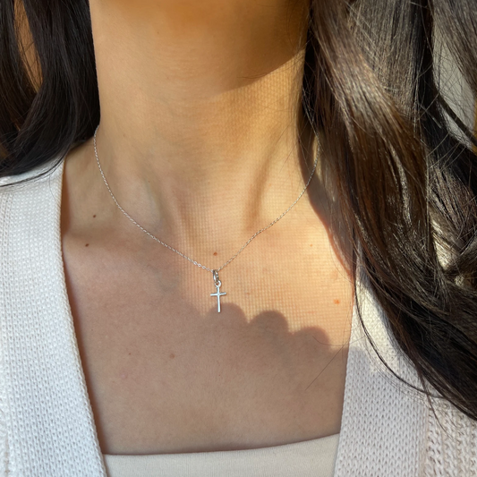 Sterling Silver Plain Cross Pendant Charm 15mm