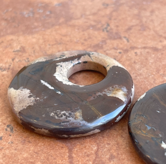 Estate Large Brown Jasper Round Earring Charms