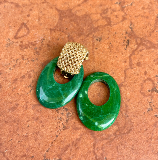 Green Howlite Oval Gemstone Earring Charms