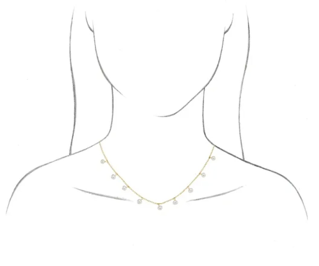 14KT Yellow Gold Freshwater Pearl Dangle Chain Necklace