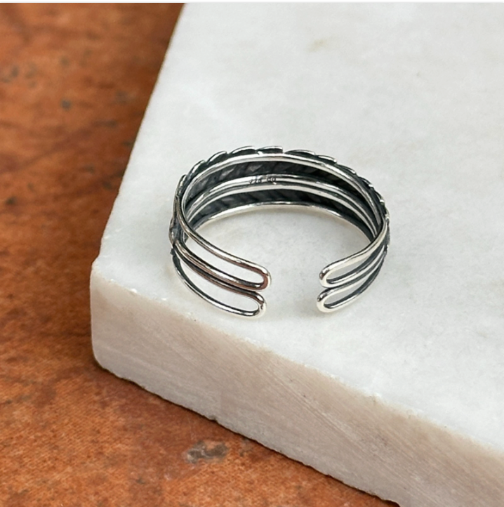 Sterling Silver Antiqued Leaf Toe Ring