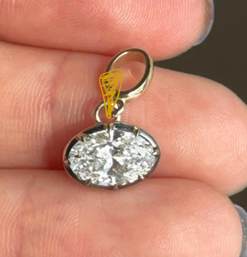 Custom 14KT Yellow Gold Oval 2 CT Lab Diamond Georgian Set Pendant